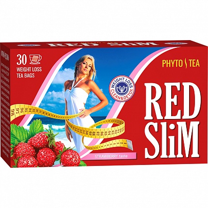 Чай в пакетиках Fitera Ред Слим со вкусом Земляники, 30 пак.*2 гр
