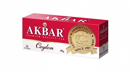 Чай в пакетиках Akbar Ceylon с медалью, 25 пак.*2 гр