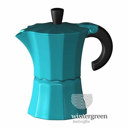 Гейзерная кофеварка Morosina синего цвета, на 3 чашки