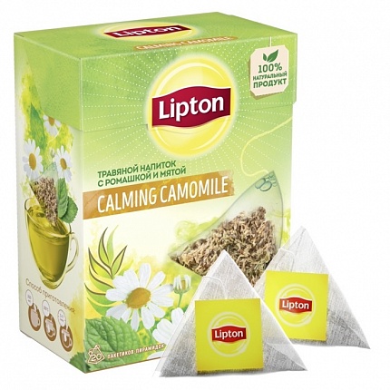 Чай в пакетиках Lipton Чай Lipton Пирамидки Calming Camomile (травяной с ромашкой и мятой), 20 пак.*0,7 гр