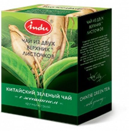 Чай зеленый Indu с Женьшенем, 90 гр