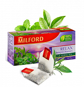 Чай в пакетиках Milford зеленый с мятой, 20 пак.*1,75 гр