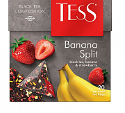 Чай в пакетиках Tess Пирамидки Banana Split (банан, клубника), 20 пак.*1.8 гр