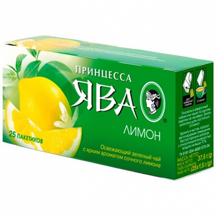 Чай в пакетиках Принцесса ява Сочный Лимон, 25 пак.*1,5 гр