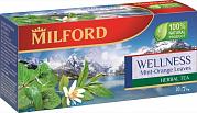 Чай в пакетиках Milford Веллнесс(мята,листья апельсина, кориандр, матэ), 20 пак.*2 гр