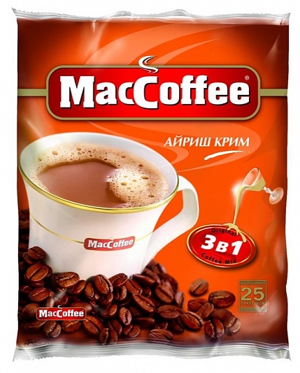 Кофе в пакетиках Maccoffee 3 в 1 Айриш Крим, 25 шт