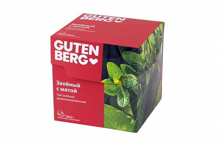 Чай зеленый Gutenberg ароматизированный в пирамидках Зеленый с мятой 20 шт.