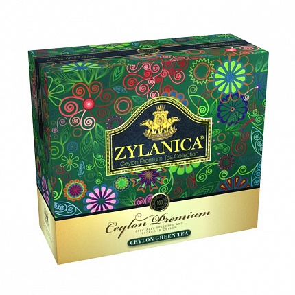 Чай зеленый в пакетиках Zylanica Ceylon Premium Collection, 100 пак.*2 гр