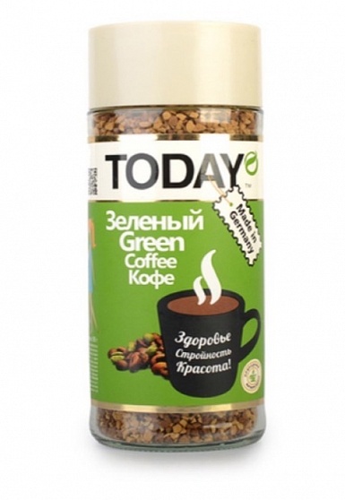 Кофе растворимый Today Green с зеленым кофе, 95 гр