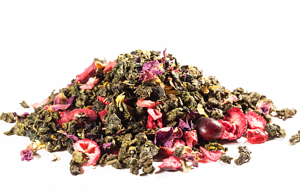 Чай зеленый листовой ароматизированный Gutenberg Клюквенный, 100 гр
