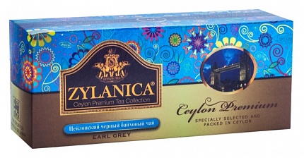 Чай в пакетиках Zylanica Ceylon Premium Collection с Бергамотом, 25 пак.*2 гр