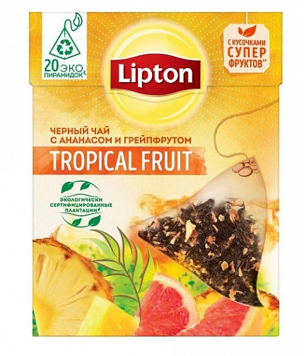Чай в пакетиках Lipton Пирамидки Tropical Fruit Tea, 20 пак.*1,8 гр