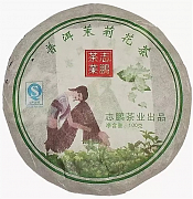 Чай Пуэр листовой Шу Бин Ча с жасмином, 92-100 гр