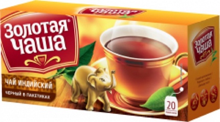 Чай в пакетиках Золотая чаша Индийский, 20 пак.*1,8 гр