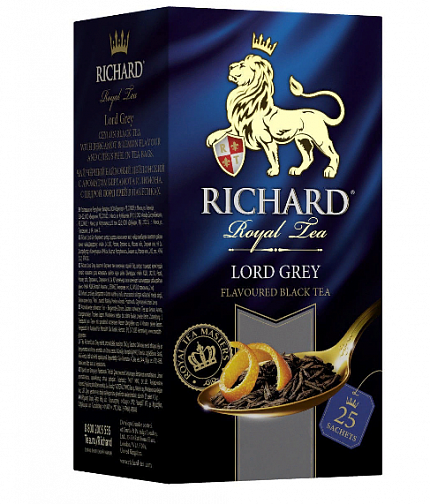 Чай в пакетиках Richard Лорд Грей с бергамотом, лимоном, цитрусом, 25 пак.*2 гр