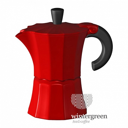 Гейзерная кофеварка Morosina красного цвета, на 3 чашки