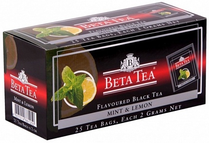 Чай в пакетиках Beta Tea Мята и лимон, 25 пак.*2 гр