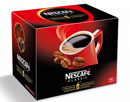 Кофе в пакетиках Nescafe Классик с добавлением молотого, 2 гр.х 30 шт